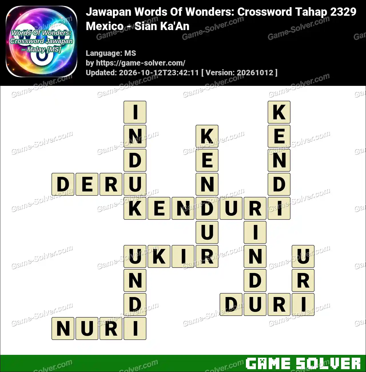 Jawapan Words Of Wonders: Crossword Tahap 2329 – Mexico – Sian Ka’An